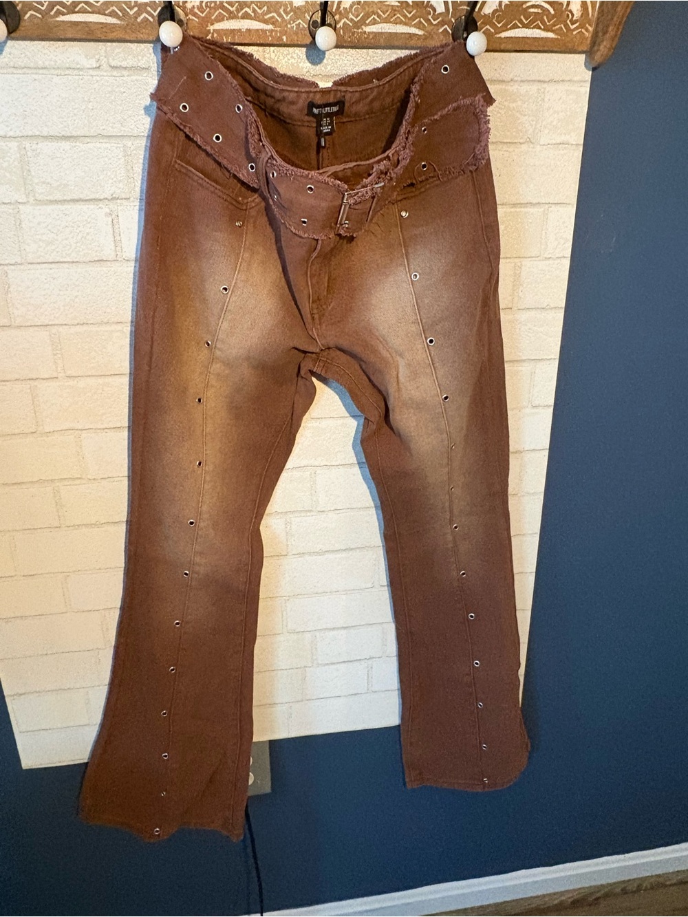PrettyLittleThing acid wash brown flared jeans US size 8 woman’s